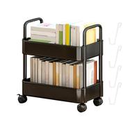 FmtwPhn Libreria Mobile Con Ruote 37x25x43.5cm Scaffale Multiuso Per Libri E Giocattoli, Carrello Portatutto Per Casa, Ufficio O Cameretta, Ideale Per Organizzare E Trasportare, Con 4 Pezzi Ganci