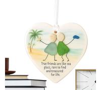 FmtwPhn Ornamenti per Amicizia,Cuore Mare Cimelio Pallina Amicizia | Decorazioni Ricordo Eterne - Regalo per Colleghe Sorelle Famiglia