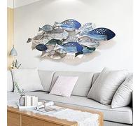 FMXYMC Decorazione da parete a forma di pesce in metallo, motivo oceano costiero, 127 x 50,8 cm, grande scultura da parete a forma di pesce 3D, dipinta a mano, decorazione da appendere, per soggiorno,