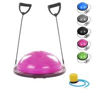 FMYBB70R Balance Ball Trainer con elastici | Palla (Ø 60 cm) per Fitness Yoga Pilates Allenamento Riabilitazione | in ABS e PVC antiscoppio (Rosa)