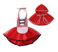 FMYFWY Costume Carnevale Neonato Vestito da Cappuccetto Rosso per Bambina Principessa Vestito da Festa Compleanno Halloween Cosplay Natale Abiti con Mantello 12-18 mesi