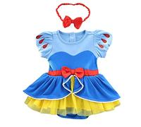 FMYFWY Costume Carnevale per Neonata Vestito da Principessa Biancaneve Pagliaccetto per Bimba Bambina Body Festa Compleanno Halloween Cosplay Natale Abiti con Archetto 3-6 mesi