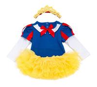 FMYFWY Costume Carnevale per Neonata Vestito da Principessa Biancaneve Pagliaccetto per Bimba Bambina Body Festa Compleanno Halloween Cosplay Natale Abiti con Archetto 3-6 mesi