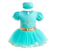 FMYFWY Costume Carnevale per Neonata Vestito da Principessa Jasmine Pagliaccetto per Bimba Bambina Body Festa Compleanno Halloween Cosplay Natale Abiti con Archetto 3-6 mesi