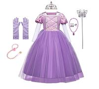 FMYFWY Sofia Rapunzel Principessa Carnevale Costumi Ragazze Natale Halloween Cosplay Vestito di Compleanno Comunione Cerimonia Pageant Festa Nozze Battesimo Abiti con Accessori 7-8