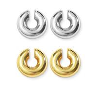 FMYODWU 2 paia Ear Cuff orecchini donna Orecchini Oro Donna Senza Buco Acciaio Inossidabile Placcato Oro Grandi Cartilagine Chunky, regalo per gli amici