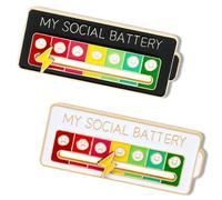 FMYODWU 2 pezzi spilla sociale, la mia batteria sociale, divertente 7 giorni spilla emotiva sociale, spilla emotiva interattiva, spilla di espressione emotiva, gioielli spilla fine (bianco + nero)