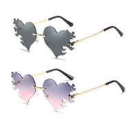 FMYODWU Occhiali da Sole a Forma di Cuore Vintage per Donne, Senza Bordo, Colore Chiaro di Caramella, per Festa di Nozze