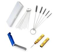 FMYODWU Rimuovi getti di carbone, kit di pulizia del carburatore, 13 pezzi di fili di pulizia in acciaio inox + 5 spazzole di nylon + 10 aghi di pulizia + 1 grimaldello affilato per moto