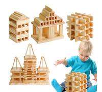 Fmzrbnih costitutivi in legno, 100 pezzi di giocattolo in tavola naturale, educativo per motori, fini generati, kit di costruzione, tavole in legno lisce per il gioco prescolare e la ti