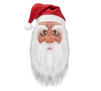 Fmzrbnih Finpie Con - Christmas, FACEEPIED Di Natale Cosplay Facepiece | Portale Pieno Sopra La Testa Di Flachiglia In Lattice Con Una Barba Con Un Cappello Rosso, Il Pèr