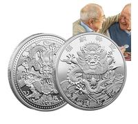 Fmzrbnih Moneta Drago - Moneta commemorativa della Collezione Double Face di Capodanno Cinese | Regalo della moneta del drago dello zodiaco cinese per colleghi, amici e famiglie, argento, Se référer