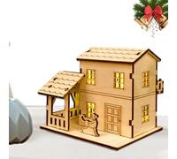 Fmzrbnih Winter Village Decor - Timber Cabin Miniatura, Handmade House Model, Long Lasting Illuminated Ornament Collection | Festive Home Display for Desk Shelf Fireplace Room Seasonal Decoration