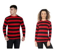 FNA FASHIONS® Maglietta unisex a righe rosse nere Denis top girocollo accessorio per travestimento, Nero e rosso, XL