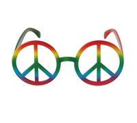 FNA Fashions® Occhiali da sole per adulti, retrò, hippie, arcobaleno, segno della pace, senza lente, anni '70, hippie (arcobaleno, taglia unica)
