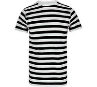 FNA FASHIONS - T-shirt unisex a righe, magliette in misto cotone di alta qualità, Nero e bianco, M