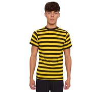 FNA FASHIONS - T-shirt unisex a righe, magliette in misto cotone di alta qualità, Nero e giallo , L