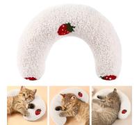 Fnaobai Cuscini per animali domestici di piccola taglia e gatti a forma di U, per interni, migliorano il sollievo dal sonno, lavabili in lavatrice (bianco)