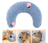 Fnaobai Cuscini per animali domestici di piccola taglia e gatti a forma di U, per interni, migliorano il sollievo dal sonno, lavabili in lavatrice (blu)