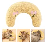 Fnaobai Cuscini per animali domestici di piccola taglia e gatto, a forma di U, per interni, migliorano il sollievo dal sonno, lavabili in lavatrice (giallo)