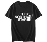 FNASVBOUO Diskon Besar Musim Panas Kaus Uniseks Anime Bintang Utara Fist of The North Star T-Shirt Pria Katun 100 Longgar Black Men's
