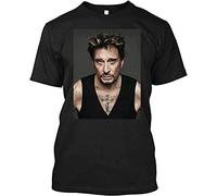 FNASVBOUO Johnny Hallyday 2 Tee T-Shirt Black Print T-Shirt Men