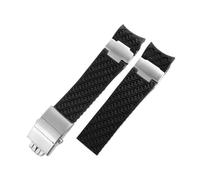 FNBDDX Cinturino in gomma siliconica con estremità curva da 22 mm adatto for Ulysse for cinturino Nardin 263 for braccialetti for orologi in metallo impermeabili DIVER nero marrone blu(A black-silver)