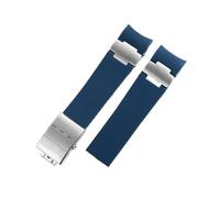 FNBDDX Cinturino in gomma siliconica con estremità curva da 22 mm adatto for Ulysse for cinturino Nardin 263 for braccialetti for orologi in metallo impermeabili DIVER nero marrone blu(B blue-silver)