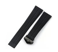 FNBDDX Cinturino in gomma siliconica nera Cintura for orologio da 22 mm Adatta for cinturino TAG for CARRER F1 for Heuer for fibbia a farfalla for cinturini for orologi DRIVE TIMER(Black black buckle)