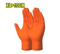 FNBDDX Guanti monouso in nitrile arancione, resistenti, industriali, con texture a rombi rialzati, guanti da lavoro di sicurezza senza lattice, for meccanici(Orange XL,1PC)