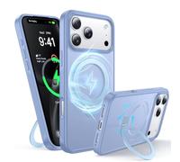 FNDMIL - Anello magnetico rotabile a 360° per custodia iPhone 18 Pro/17 Pro | [Bordo con texture antiscivolo] [cavalletto integrato] [antiurto militare] paraurti in morbido silicone opaco traslucido