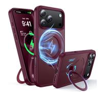 FNDMIL - Anello magnetico rotabile a 360° per custodia iPhone 18 Pro/17 Pro | [Bordo con texture antiscivolo] [cavalletto integrato] [antiurto militare] paraurti in morbido silicone opaco traslucido
