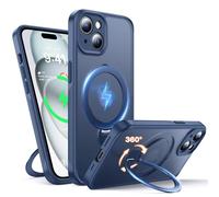 FNDMIL Supporto magnetico girevole a 360° per iPhone 15, compatibile con MagSafe, cavalletto invisibile, protezione completa della fotocamera, texture antiscivolo, antiurto militare, opaco sottile