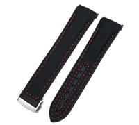 FNDWJ Per Omega Seamaster 300 Planet Ocean AT150 cinturino per orologio 21mm 22mm estremità curva blu tessuto rosso cinturini in gomma nylon ad alta densità(Black nylon red,21mm)