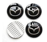FNDYMNPG 4 Pezzi Coprimozzi Auto, per Mazda 65mm, Nero, Metallo argento, Metallo, Autoadesivo