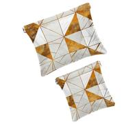 FNETJXF 2 scatole tascabili in finta pelle, piccola borsa per il trucco, borsa portatile da viaggio per donne, borsa portaoggetti multifunzionale per schegge, moderna e semplice, grigio marmo linee