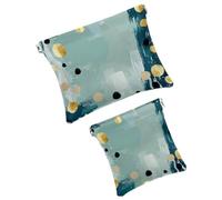 FNETJXF 2 scatole tascabili in finta pelle, piccola borsa per il trucco, borsa portatile da viaggio per donne, borsa portaoggetti multifunzionale per schegge, moderna e semplice, grigio marmo linee