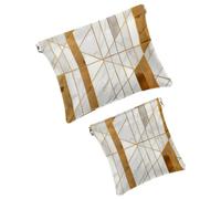 FNETJXF 2 scatole tascabili in finta pelle, piccola borsa per il trucco, borsa portatile da viaggio per donne, borsa portaoggetti multifunzionale per schegge, moderna e semplice, grigio marmo linee
