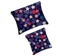 FNETJXF 2 scatole tascabili in finta pelle, piccola borsa per il trucco per borsa, mini borsa per il trucco, borsa multifunzionale da viaggio, motivo Happy Labor Day, blu, modello744,