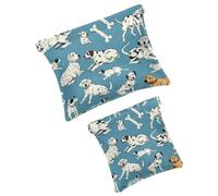 FNETJXF 2 scatole tascabili in finta pelle, piccola custodia da viaggio, custodia per trucchi a chiusura automatica, borsa multifunzionale per riporre schegge, molti cani, animali dei cartoni animati,