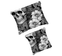 FNETJXF 2 scatole tascabili in finta pelle, piccole borse per borse, mini borsa per il trucco, borsa portatile per cosmetici, graffiti astratti gatti fiori, modello586, 7.1x5.8in/4.7x4.5in