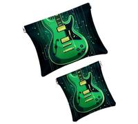 FNETJXF 2 scatole tascabili in finta pelle, piccole borse per borse, mini borse portatili per cosmetici da donna, trousse da viaggio per cosmetici, gioielli, musica, note musicali bianche e nere,
