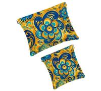 FNETJXF 2 scatole tascabili in finta pelle, piccole borse per il trucco per borsa, borsa portatile da viaggio per donne, organizer per rossetti, accessori cosmetici, piante grasse etniche in stile