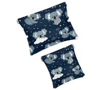 FNETJXF 2 scatole tascabili in finta pelle, piccole tasche per trucchi, mini borsa impermeabile, con chiusura a schegge, custodia per gioielli, koala cartone animato animale, modello884,