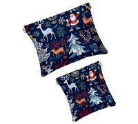 FNETJXF 2 scatole tascabili in finta pelle, piccole trousse per il trucco, borsa per il trucco a chiusura automatica per donne, borsa multifunzionale da viaggio, motivo sirena vintage blu navy marine