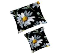 FNETJXF 2 trousse in finta pelle per il trucco, piccole borse per borse, borsa portatile da viaggio per donne, mini astuccio per il trucco per rossetto, margherita floreale estate, modello42,