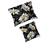 FNETJXF 2 trousse in finta pelle per il trucco, piccole borse per borse, borsa portatile da viaggio per donne, mini astuccio per il trucco per rossetto, margherita floreale estate, modello39,