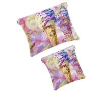 FNETJXF 2 trousse per cosmetici in finta pelle, piccola borsa per il trucco, mini borsa per trucco, chiusura a schegge, custodia per gioielli, gelato, motivo mucca colorata
