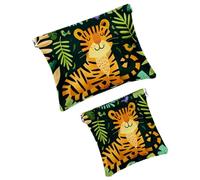 FNETJXF 2 trousse per il trucco in finta pelle, piccole tasche per borsa, borsa portatile da viaggio per il trucco da donna, borsa per gioielli con chiusura a schegge, adorabile dinosauro animale dei
