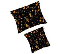 FNETJXF 2 trousse tascabili in finta pelle, piccola trousse per trucco, portatile, senza cerniera, mini pochette per il trucco per rossetto, note musicali, musica artistica, farfalla, modello1733,